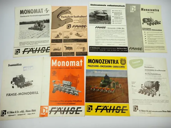 Original Mappe 12x Prospekt 7x Maschinenprüfbericht Fähse Landtechnik 1960er J.