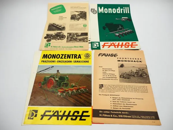 Original Mappe 12x Prospekt 7x Maschinenprüfbericht Fähse Landtechnik 1960er J.