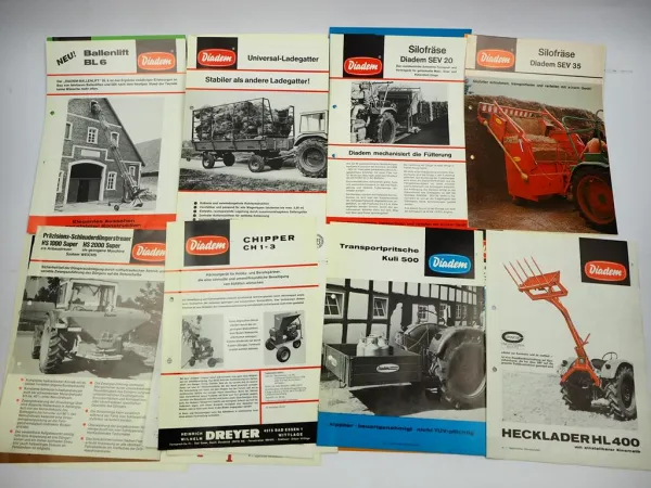 Original Mappe 16x Prospekt Diadem Landtechnik 1970er Jahre