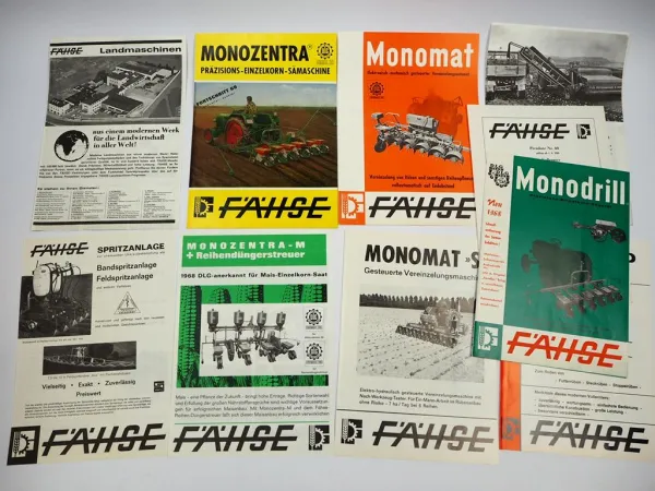Original Mappe 9x Prospekt 6x Maschinenprüfbericht Fähse Landtechnik 1960er J.