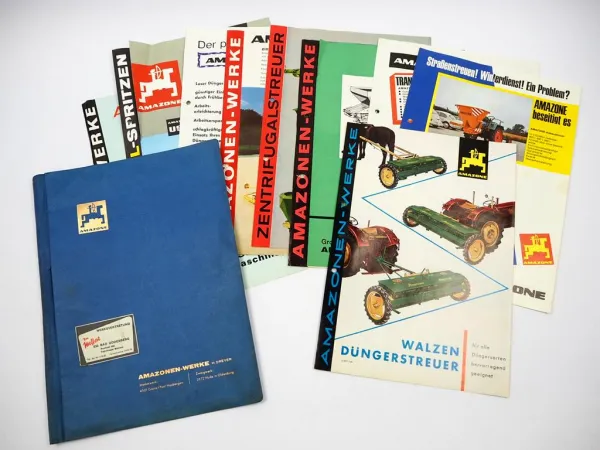 Original Mappe mit 10x Prospekt Amazone Landtechnik 1960/70er Jahre
