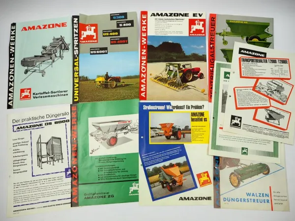 Original Mappe mit 10x Prospekt Amazone Landtechnik 1960/70er Jahre