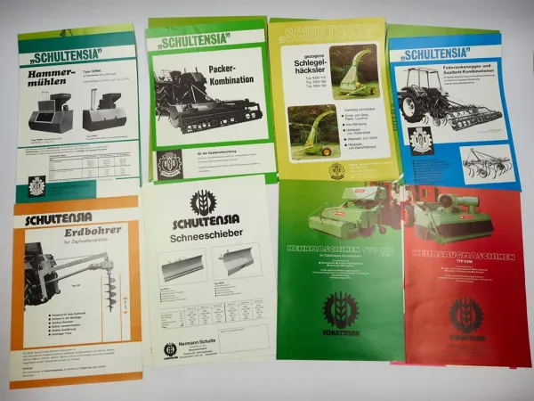 Original Mappe mit 16x Prospekt Hermann Schulte Landtechnik 1970/80er Jahre