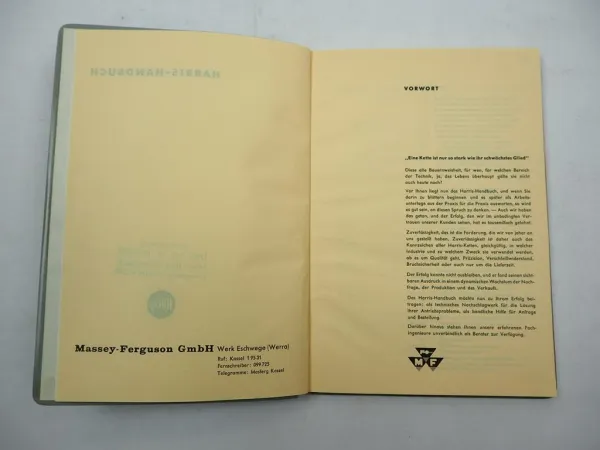 Original Massey Ferguson Harris Handbuch Antriebsketten 1950/60er Jahre