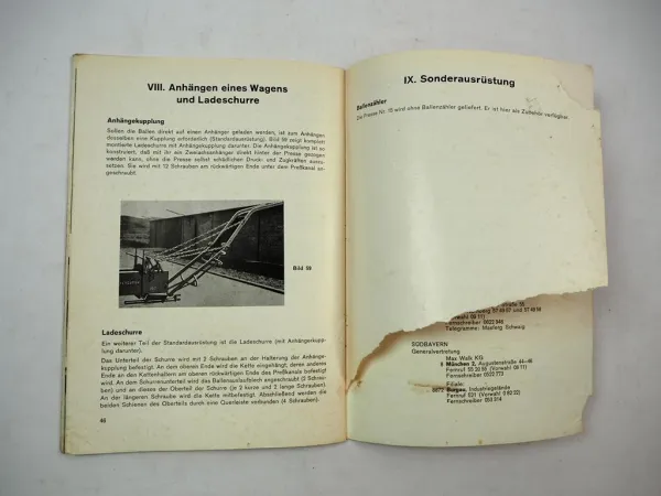 Original Massey Ferguson MF 15 20 Ballenpresse Betriebsanleitung 1965