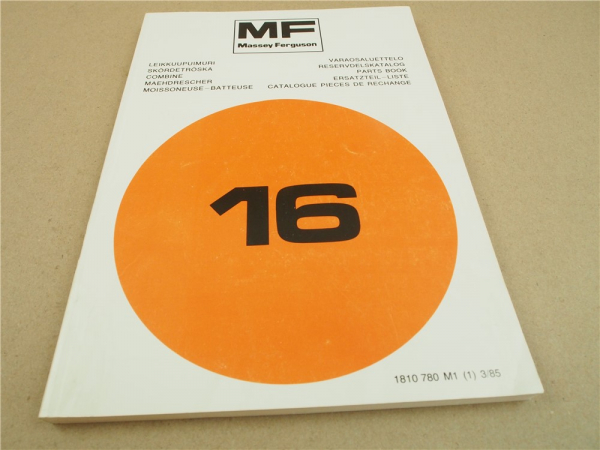 Original Massey Ferguson MF 16 Mähdrescher Ersatzteilliste Parts List