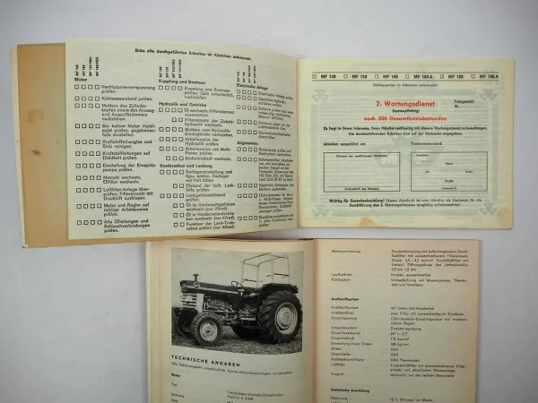 Original Massey Ferguson MF 168 168A Schlepper Betriebsanleitung Wartungsheft