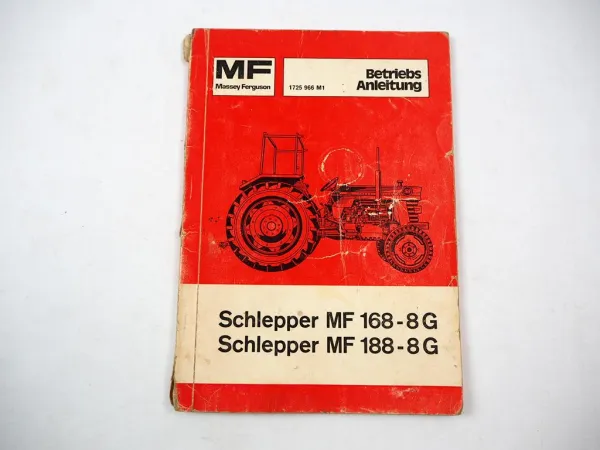 Original Massey Ferguson MF 168-8G 188-8G Schlepper Betriebsanleitung 1975