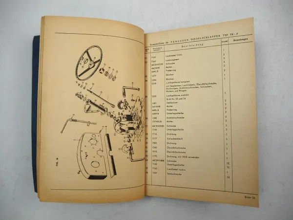 Original Massey Ferguson MF TE-F20 Dieselschlepper Ersatzteilliste 1956