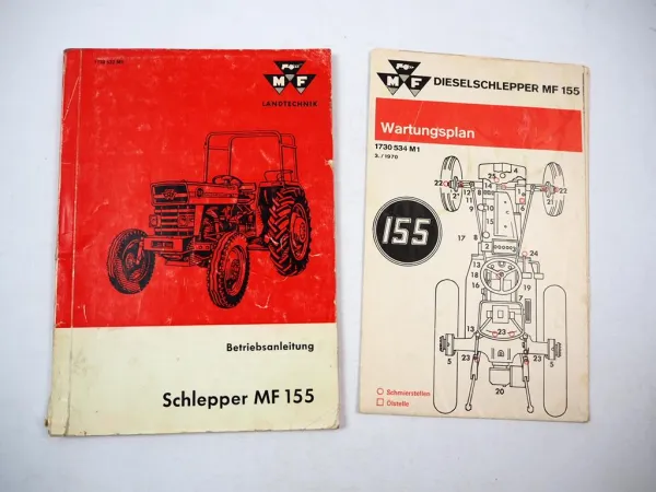 Original Massey Ferguson MF155 Dieselschlepper Betriebsanleitung Wartungsplan