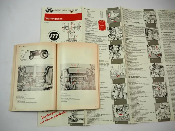 Original Massey Ferguson MF177 Dieselschlepper Betriebsanleitung Wartungsplan