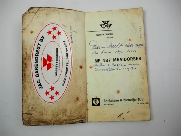 Original Massey Ferguson MF487 Maaidorser Instuktieboek 1970