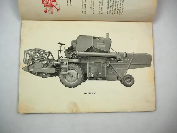 Original Massey Ferguson MF86-6 Mähdrescher Betriebsanleitung Wartung 1963