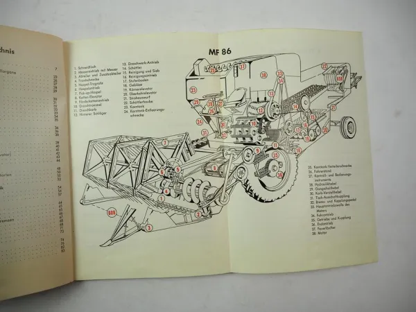 Original Massey Ferguson MF86 Mähdrescher Betriebsanleitung Wartung 1964