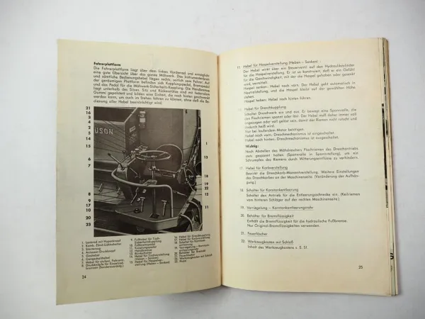 Original Massey Ferguson MF86 Mähdrescher Betriebsanleitung Wartung 1964