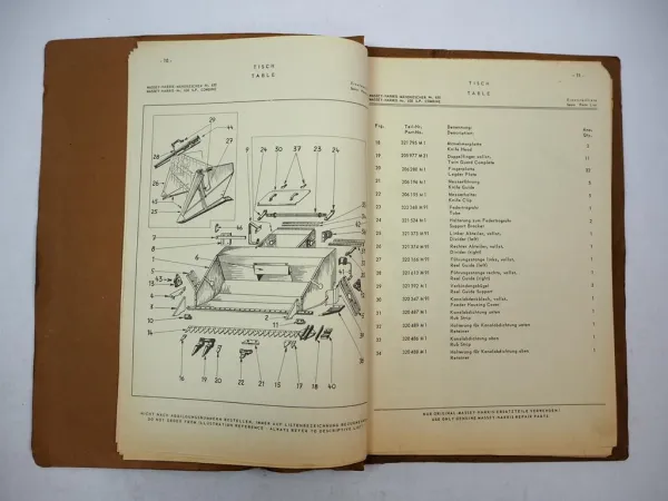 Original Massey Harris Ferguson 630 Mähdrescher Betriebsanleitung Ersatzteilliste
