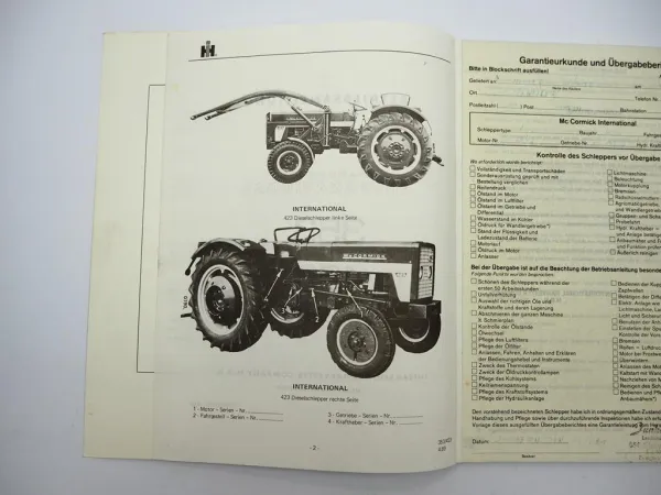 Original Mc Cormick IHC 353 423 Dieselschlepper Betriebsanleitung Wartung 1969