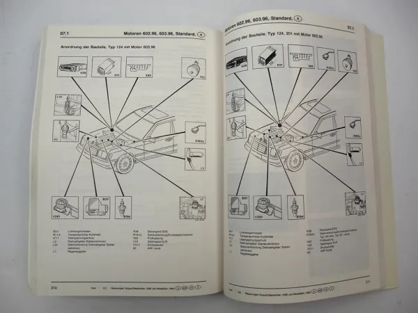 Original Mercedes Benz 107 124 126 201 R129 Werkstatthandbuch Neuerungen 1988/90