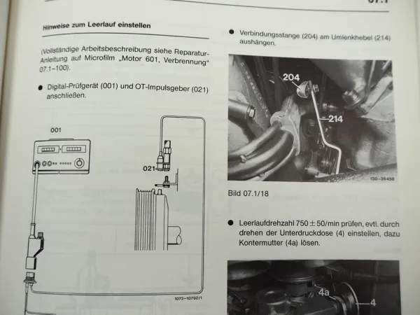 Original Mercedes Benz 190D 201 Motor 601.911 Einführungsschrift 1983