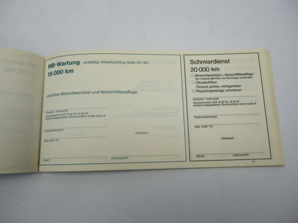 Original Mercedes Benz 200 220 D/8 W115 Wartungsheft blanko 1971