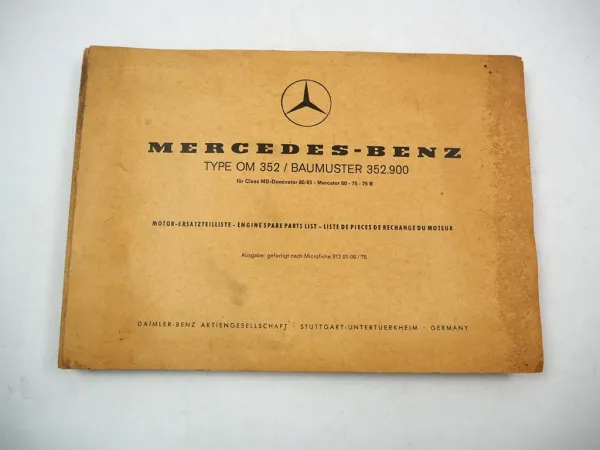 Original Mercedes Benz OM352.900 Motor f. Claas Mähdrescher Ersatzteilliste 1975