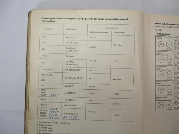 Original Mercedes-Benz Werkstatthandbuch Automatisches DB-Getriebe – 05/1966