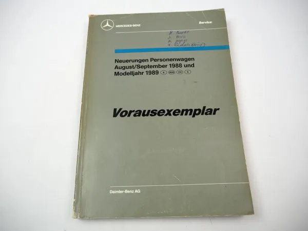 Original Mercedes-Benz Werkstatthandbuch Modelljahr 1989 W107 W124 W126 W201