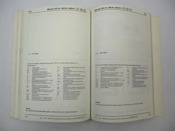 Original Mercedes-Benz Werkstatthandbuch Modelljahr 1989 W107 W124 W126 W201