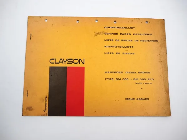 Original Mercedes OM360 Diesel Motor f. Clayson Mähdrescher Ersatzteilliste 1971