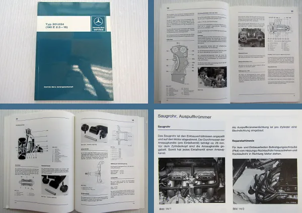 Original Mercedes Werkstatthandbuch W201 190 E 2.3-16 Einführungsschrift 16V