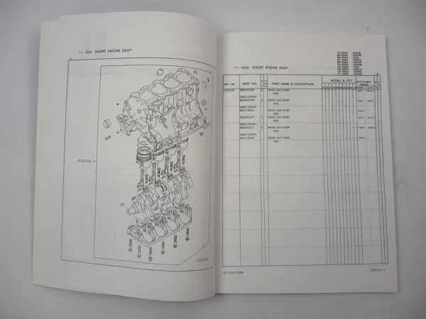 Original Mitsubishi 4G63 4G64 Engine for FG Forklift Truck Parts List 1998