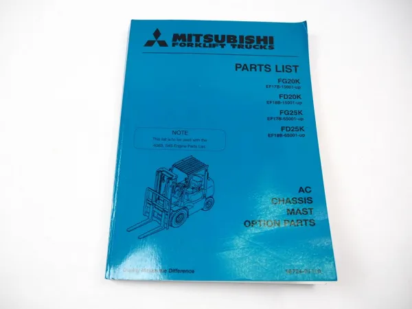 Original Mitsubishi FG FD 20 25 K Forklift Truck Parts List Ersatzteilliste 2000
