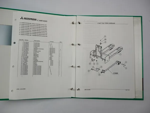 Original Mitsubishi PBP20M Forklift Parts List Hubstapler Ersatzteilliste 2003
