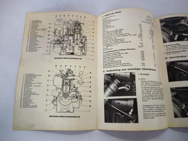 Original MWM AKD10Z Diesel Motor Betriebsanleitung Ersatzteilliste 1960er Jahre
