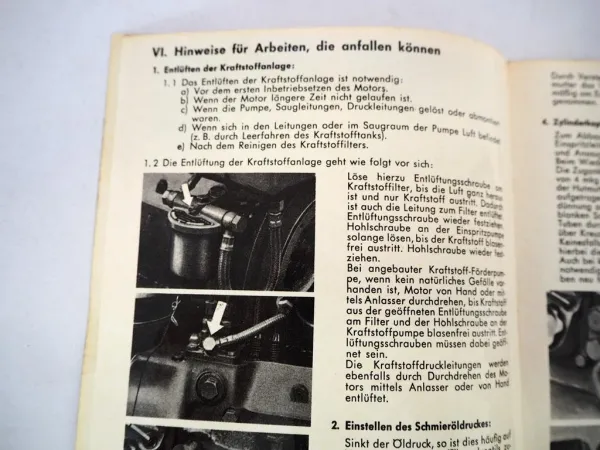 Original MWM AKD10Z Diesel Motor Betriebsanleitung Ersatzteilliste 1960er Jahre