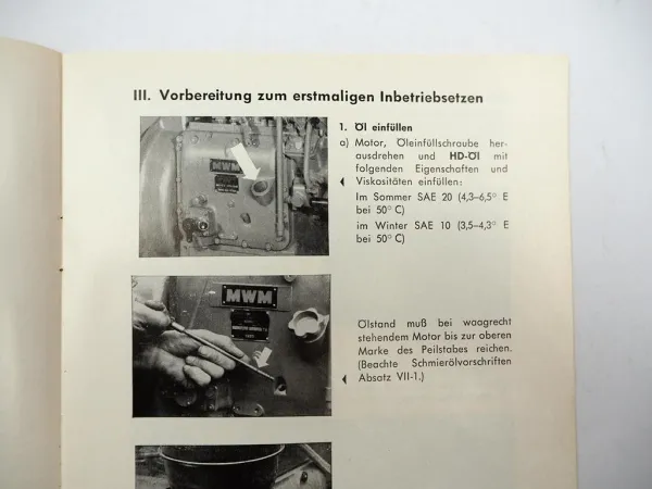 Original MWM AKD112 E Z Dieselmotor Betriebsanleitung Bedienung Wartung 1950er