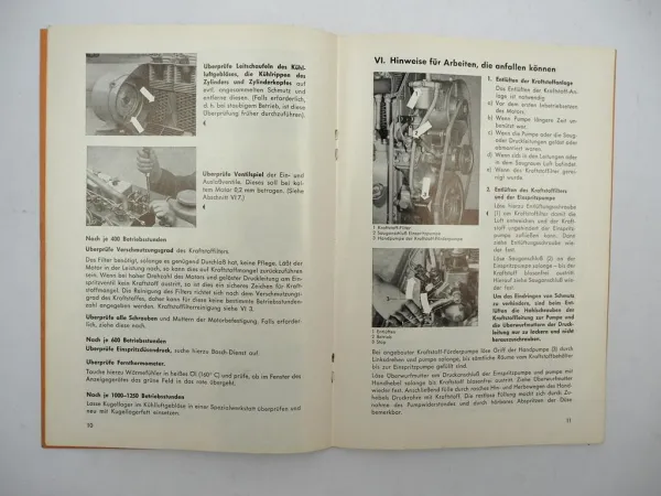 Original MWM AKD112 E Z Dieselmotor Betriebsanleitung Bedienung Wartung 1950er