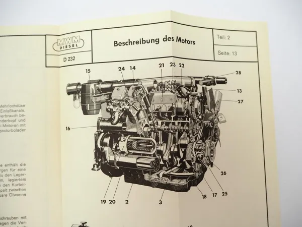 Original MWM D TD TBD 232 Dieselmotor V6 V8 V12 Bedienungsanleitung Wartung 1970