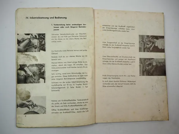 Original MWM KD12 E Z Dieselmotor Betriebsanleitung Ersatzteilliste 1950er Jahre