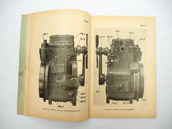 Original MWM TD15 Diesel Motor Betriebsanleitung Ersatzteilliste 1950/60er Jahre