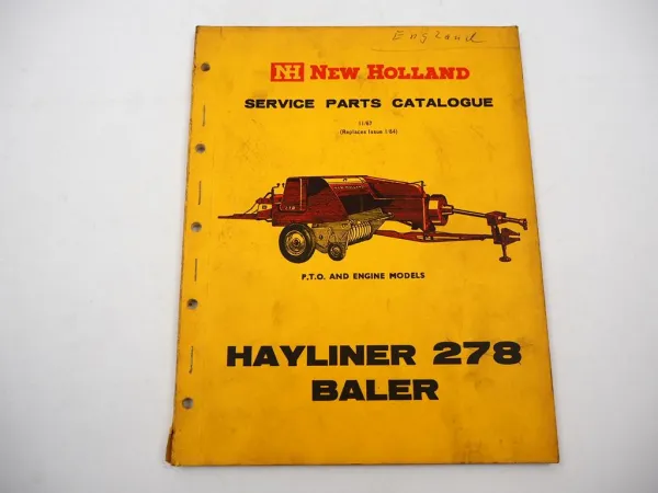 Original New Holland Hayliner 278 Baler Presse Parts List Ersatzteilliste 1967