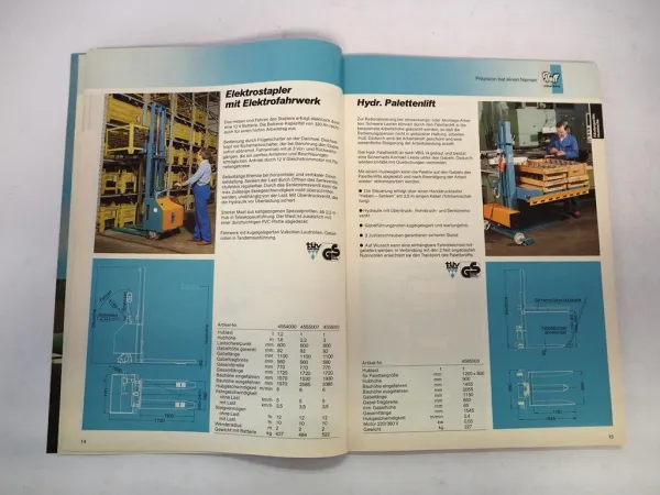 Original Pfaff silberblau Verkaufskatalog Hebezeuge Fördergeräte 1985