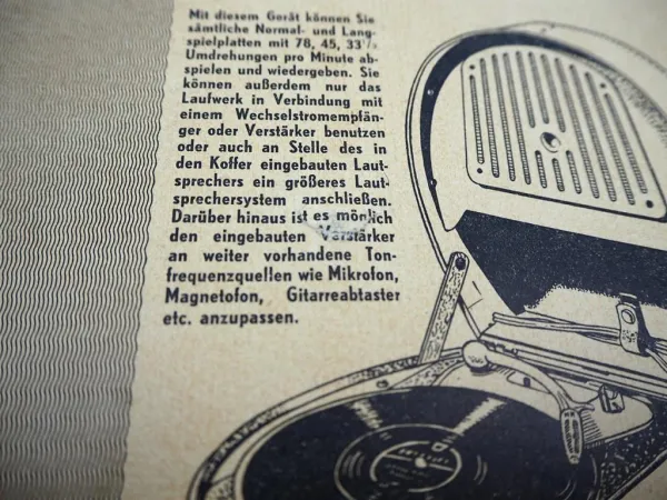 Original Philips Phonokoffer III Plattenspieler Betriebsanleitung 1950er Jahre