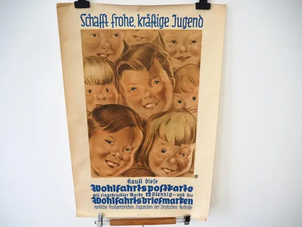 Original Plakat Nothilfe Wohlfahrtspostkarte Frohe kräftige Jugend 1929
