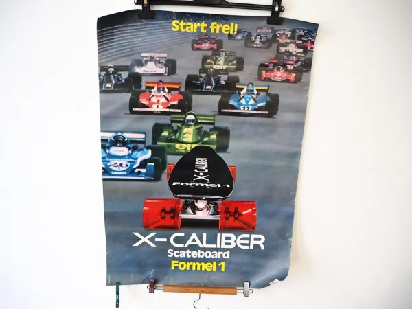 Original Plakat Start frei! X-Caliber Scateboard Skateboard Formel 1 Hochleiter