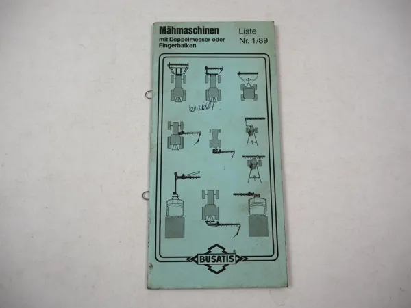 Original Preisliste Busatis Mähmaschinen Mähwerke Fingerbalken 1989