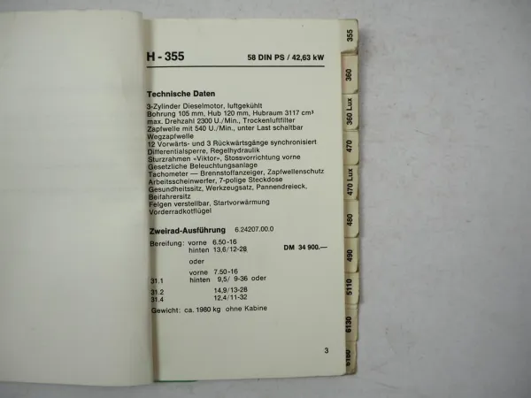 Original Preisliste Hürlimann H 355 360 470 480 490 5110 6130 6160 Traktor 1982