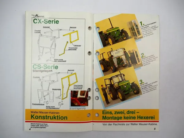 Original Preisliste Mauser CX CS Serie Kabinen für Schlepper z.B. JD MF MB 1985