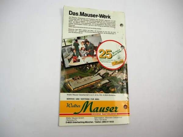 Original Preisliste Mauser CX CS Serie Kabinen für Schlepper z.B. JD MF MB 1985