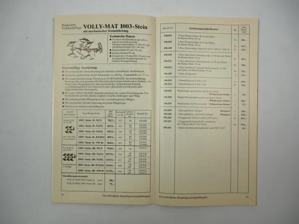 Original Preisliste Niemeyer Landtechnik Pflüge Eggen Bodenbearbeitung 1986